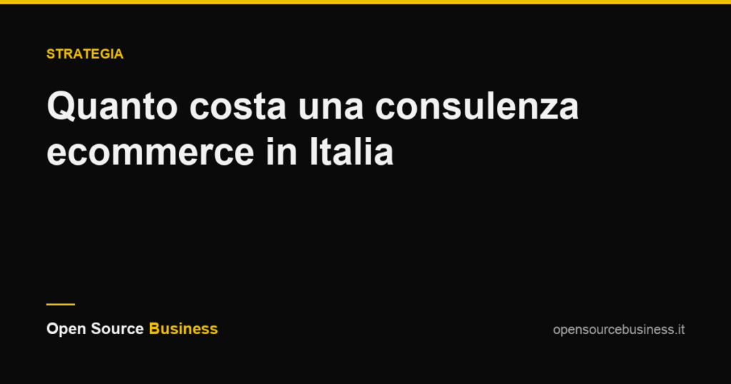 Quanto costa una consulenza ecommerce in Italia