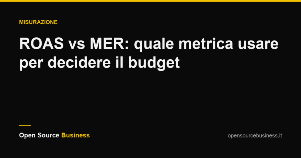 ROAS vs MER: quale metrica usare per decidere il budget